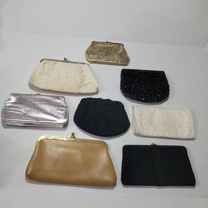 Lot of eight vintage clutch purses beaded/fabric